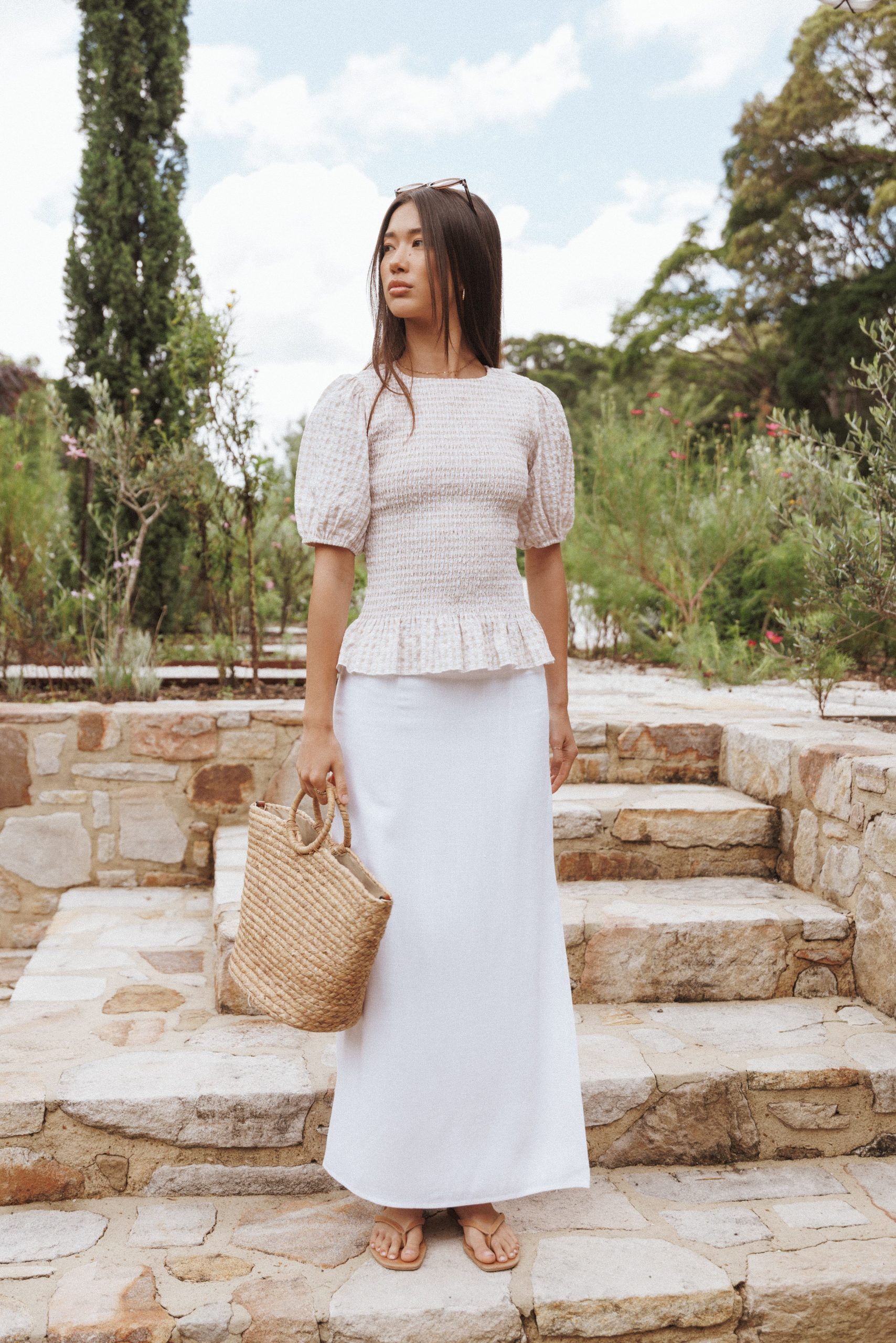 Madison Linen Column Skirt